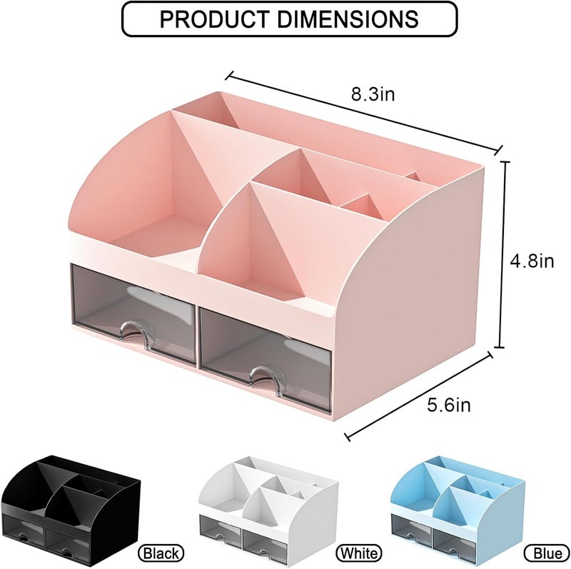 COMFYROOM Makeup Organizer with Drawers, Cosmetic Storage for Dresser Vanity and Bathroom Countertop, Beauty Holder for Lipstick Brush, Skincare Organizer for Vanity, Cosmetic Display Case (Pink-2Pack) - Image 3